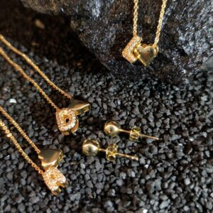 KB-05 LETRA Y CORAZON JUEGO CADENA Y ARETES